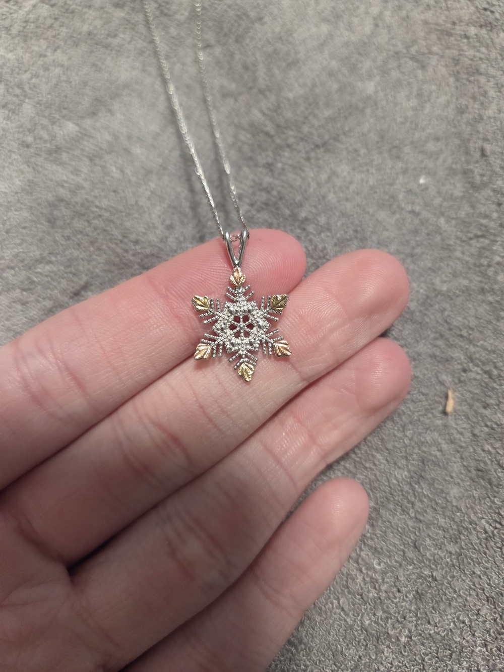Montana Silversmiths Silver Snowflake Necklace with Gold Accents